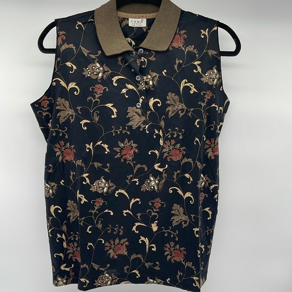 Vintage Como Sport Floral Golf Polo Women Large